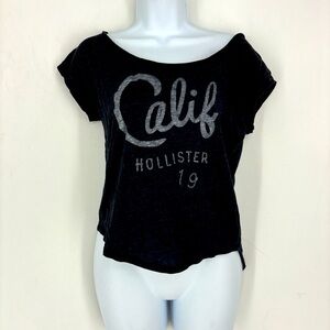 Hollister Co. Calif Top Off-Shoulder Navy White Cream Loose Flowy Shirt Top XS